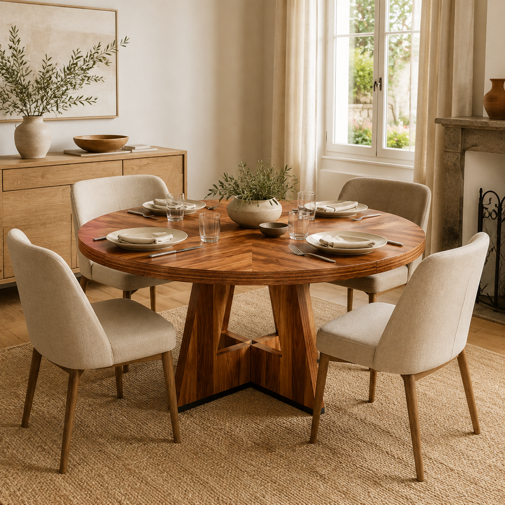 Table à manger ronde Orména, 120 cm, 4 à 6 places