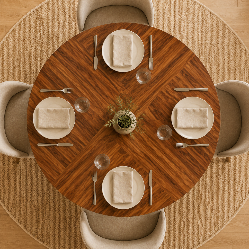 Table à manger ronde Orména, 120 cm, 4 à 6 places